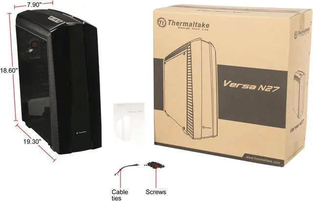 Alt view image 10 of 10 - Thermaltake Versa N27 Red LED Fan Edition Black ATX Gaming Mid Tower Computer Case CA-1H6-00M1WN-02