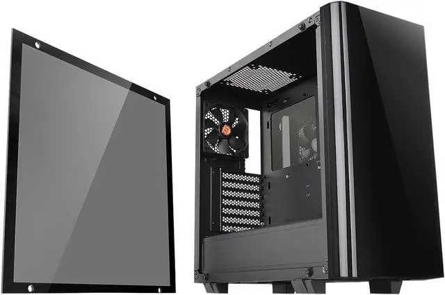 Alt view image 6 of 9 - Thermaltake View 21 Dual Tempered Glass ATX Tt LCS Certified Black Gaming Mid Tower Computer Case CA-1I3-00M1WN-00
