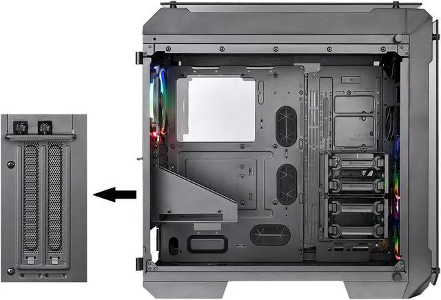 Alt view image 15 of 17 - Thermaltake View 71 RGB 4-Sided Tempered Glass Vertical GPU Modular E-ATX Gaming Full Tower Computer Case with 3 RGB LED Riing Fan Pre-installed CA-1I7-00F1WN-01