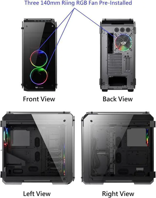 Alt view image 17 of 17 - Thermaltake View 71 RGB 4-Sided Tempered Glass Vertical GPU Modular E-ATX Gaming Full Tower Computer Case with 3 RGB LED Riing Fan Pre-installed CA-1I7-00F1WN-01