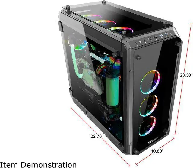 Alt view image 4 of 17 - Thermaltake View 71 RGB 4-Sided Tempered Glass Vertical GPU Modular E-ATX Gaming Full Tower Computer Case with 3 RGB LED Riing Fan Pre-installed CA-1I7-00F1WN-01