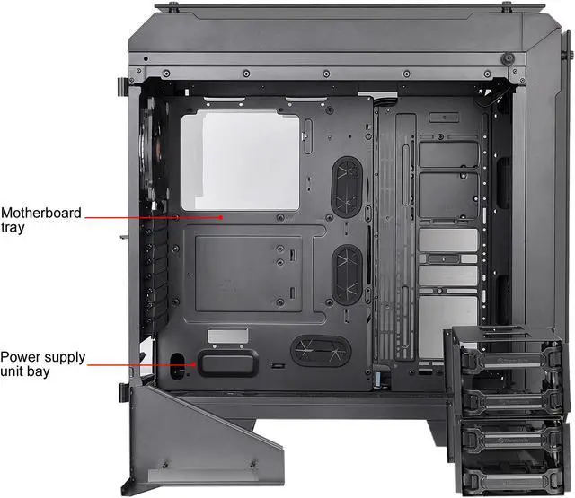 Alt view image 12 of 17 - Thermaltake View 71 RGB 4-Sided Tempered Glass Vertical GPU Modular E-ATX Gaming Full Tower Computer Case with 3 RGB LED Riing Fan Pre-installed CA-1I7-00F1WN-01