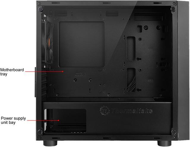 Alt view image 8 of 13 - Thermaltake Versa H18 Tempered Glass Black SPCC Micro ATX Gaming Computer Case CA-1J4-00S1WN-01