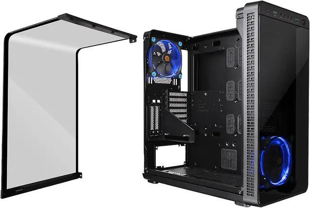 Alt view image 9 of 13 - Thermaltake View 37 Riing Edition Gull Wing Window E-ATX Vertical GPU Modular Black Gaming Mid Tower Computer Case CA-1J7-00M1WN-00