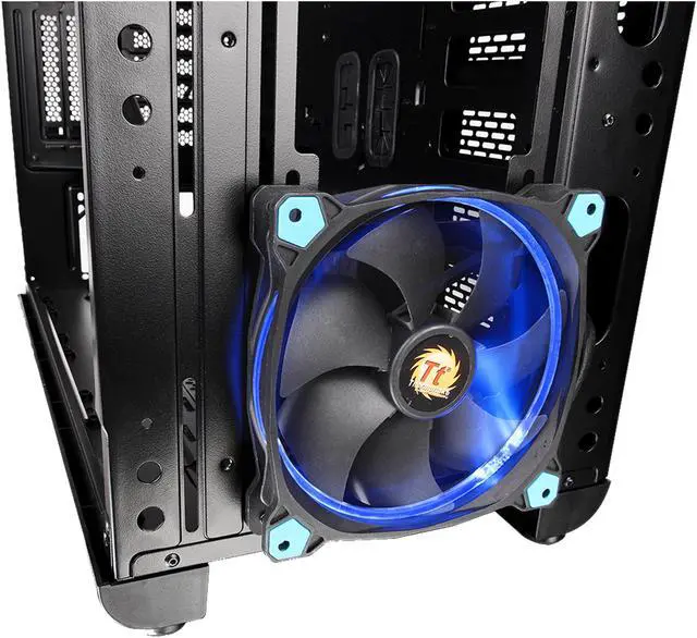 Alt view image 11 of 13 - Thermaltake View 37 Riing Edition Gull Wing Window E-ATX Vertical GPU Modular Black Gaming Mid Tower Computer Case CA-1J7-00M1WN-00