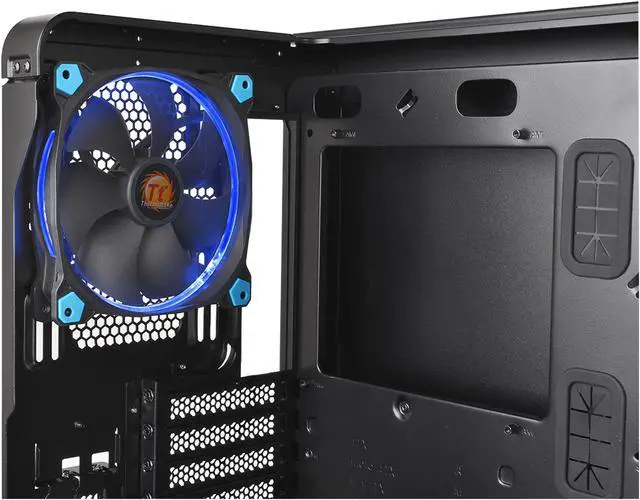 Alt view image 12 of 13 - Thermaltake View 37 Riing Edition Gull Wing Window E-ATX Vertical GPU Modular Black Gaming Mid Tower Computer Case CA-1J7-00M1WN-00