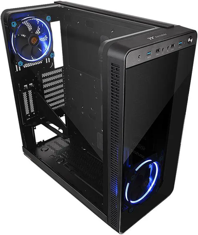Alt view image 7 of 13 - Thermaltake View 37 Riing Edition Gull Wing Window E-ATX Vertical GPU Modular Black Gaming Mid Tower Computer Case CA-1J7-00M1WN-00