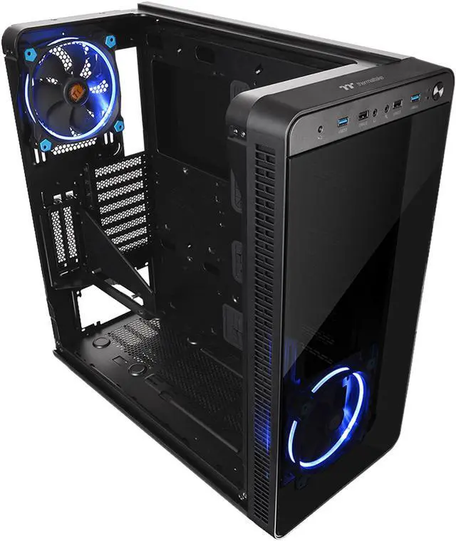 Alt view image 8 of 13 - Thermaltake View 37 Riing Edition Gull Wing Window E-ATX Vertical GPU Modular Black Gaming Mid Tower Computer Case CA-1J7-00M1WN-00