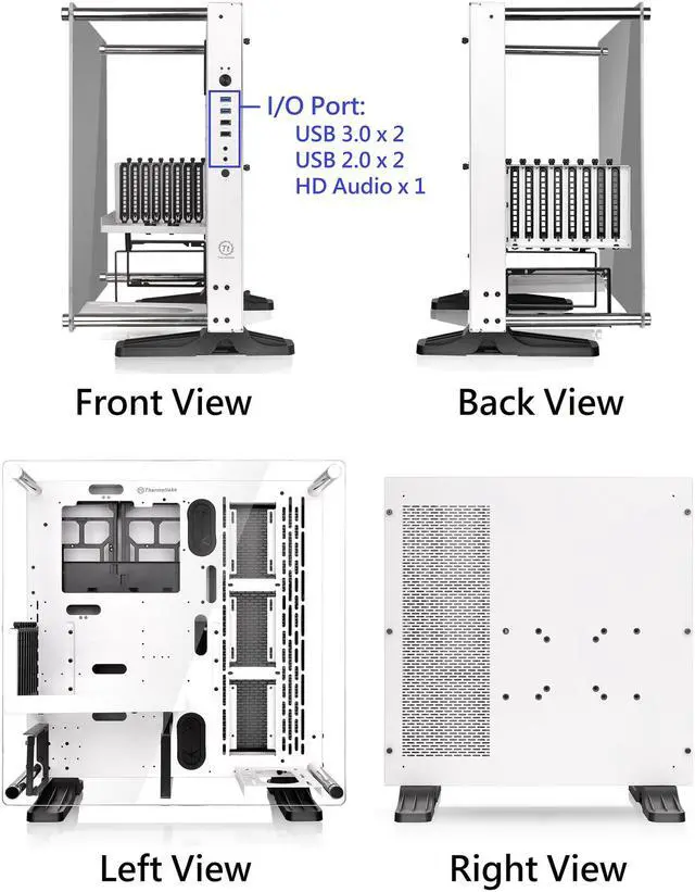 Alt view image 15 of 19 - Thermaltake Core P3 TG Snow ATX Open Frame Panoramic Viewing Tt LCS Certified Gaming Computer Case CA-1G4-00M6WN-05