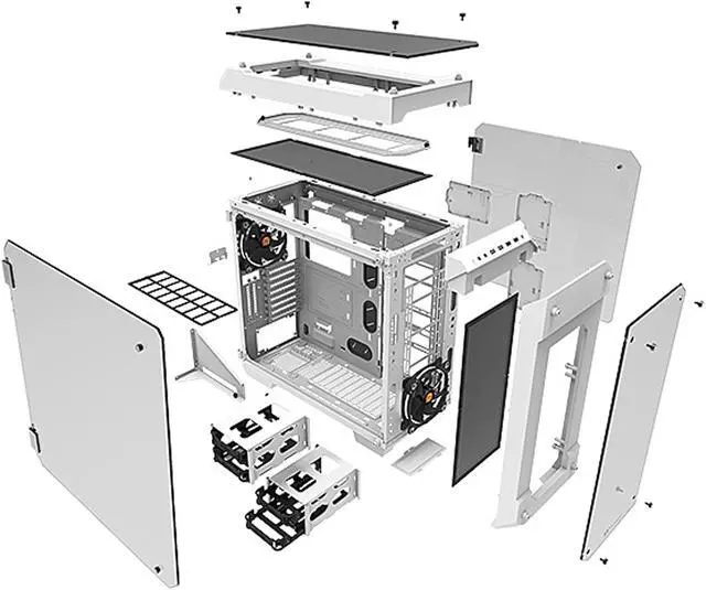 Alt view image 9 of 15 - Thermaltake View 71 Tempered Glass Snow Edition 4-Sided Tempered Glass E-ATX Vertical GPU Modular Gaming Full Tower Computer Case CA-1I7-00F6WN-00