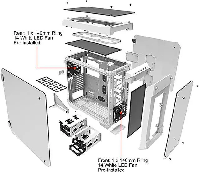 Alt view image 10 of 15 - Thermaltake View 71 Tempered Glass Snow Edition 4-Sided Tempered Glass E-ATX Vertical GPU Modular Gaming Full Tower Computer Case CA-1I7-00F6WN-00