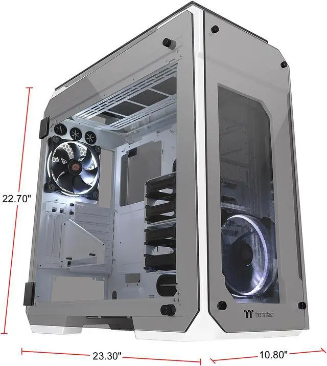 Alt view image 15 of 15 - Thermaltake View 71 Tempered Glass Snow Edition 4-Sided Tempered Glass E-ATX Vertical GPU Modular Gaming Full Tower Computer Case CA-1I7-00F6WN-00