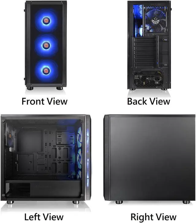 Alt view image 12 of 14 - Thermaltake Versa J23 Tempered Glass RGB Edition CA-1L6-00M1WN-01 Black Steel / Tempered Glass ATX Mid Tower Computer Case