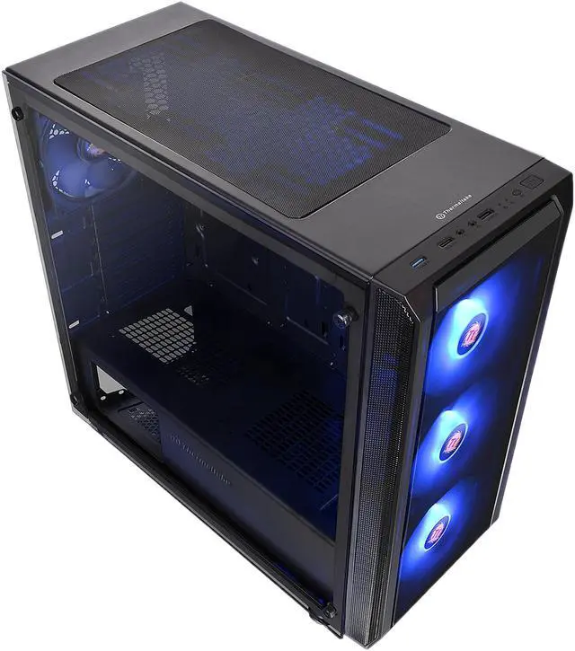 Alt view image 9 of 14 - Thermaltake Versa J23 Tempered Glass RGB Edition CA-1L6-00M1WN-01 Black Steel / Tempered Glass ATX Mid Tower Computer Case