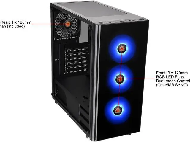 Alt view image 4 of 15 - Thermaltake V200 Tempered Glass RGB Edition Mid-Tower Chassis CA-1K8-00M1WN-01