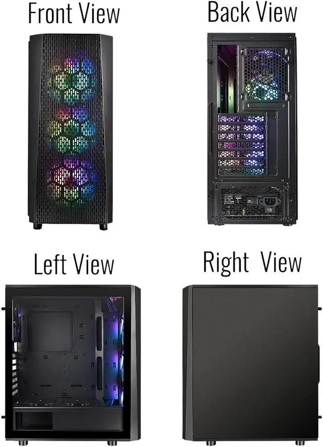 Alt view image 13 of 15 - Thermaltake Versa J24 Tempered Glass ARGB Edition 5V MB Sync Capable Mid-Tower Chassis CA-1L7-00M1WN-03