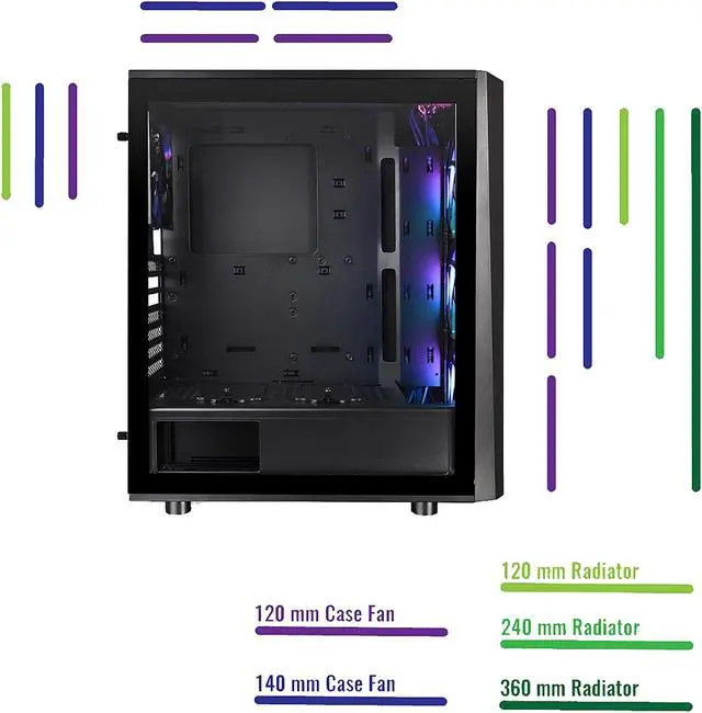 Alt view image 12 of 15 - Thermaltake Versa J24 Tempered Glass ARGB Edition 5V MB Sync Capable Mid-Tower Chassis CA-1L7-00M1WN-03