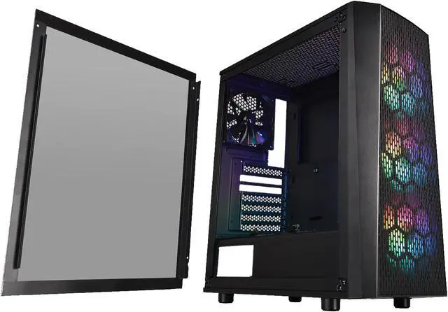 Alt view image 5 of 15 - Thermaltake Versa J24 Tempered Glass ARGB Edition 5V MB Sync Capable Mid-Tower Chassis CA-1L7-00M1WN-03