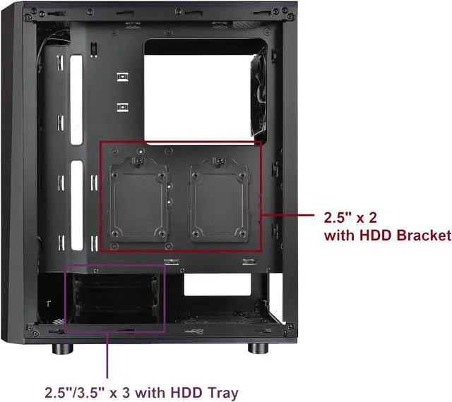 Alt view image 11 of 15 - Thermaltake Versa J24 Tempered Glass ARGB Edition 5V MB Sync Capable Mid-Tower Chassis CA-1L7-00M1WN-03