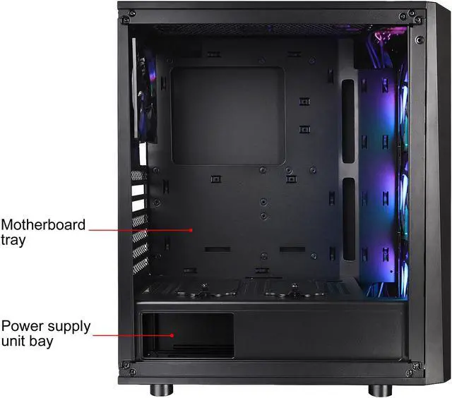 Alt view image 4 of 15 - Thermaltake Versa J24 Tempered Glass ARGB Edition 5V MB Sync Capable Mid-Tower Chassis CA-1L7-00M1WN-03