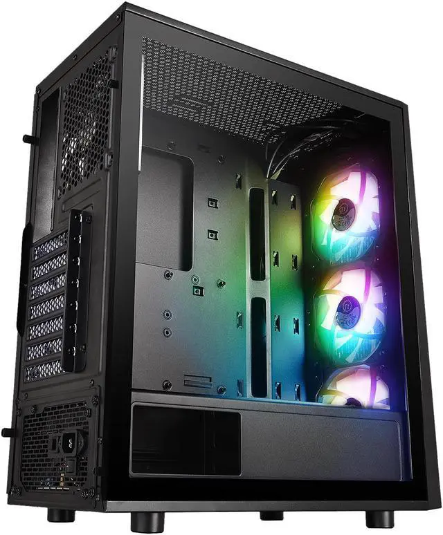 Alt view image 10 of 15 - Thermaltake Versa J24 Tempered Glass ARGB Edition 5V MB Sync Capable Mid-Tower Chassis CA-1L7-00M1WN-03