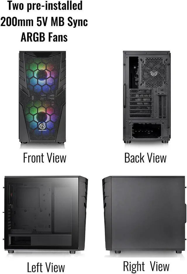 Alt view image 8 of 16 - Thermaltake Commander C32 Motherboard Sync ARGB ATX Mid Tower Computer Chassis with 2x 200mm ARGB 5V Motherboard Sync RGB Front Fans + 1x 120mm Rear Black Fan Pre-installed CA-1N3-00M1WN-00