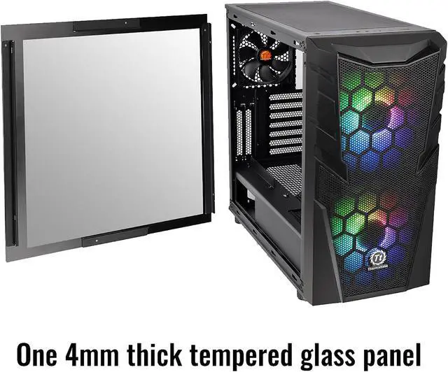 Alt view image 12 of 16 - Thermaltake Commander C32 Motherboard Sync ARGB ATX Mid Tower Computer Chassis with 2x 200mm ARGB 5V Motherboard Sync RGB Front Fans + 1x 120mm Rear Black Fan Pre-installed CA-1N3-00M1WN-00