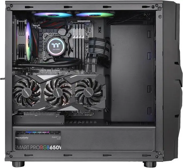 Alt view image 11 of 20 - Thermaltake Commander C33 Motherboard Sync ARGB ATX Mid Tower Computer Chassis with 2x 200mm ARGB 5V Motherboard Sync RGB Front Fans + 1x 120mm Rear Black Fan Pre-installed CA-1N4-00M1WN-00