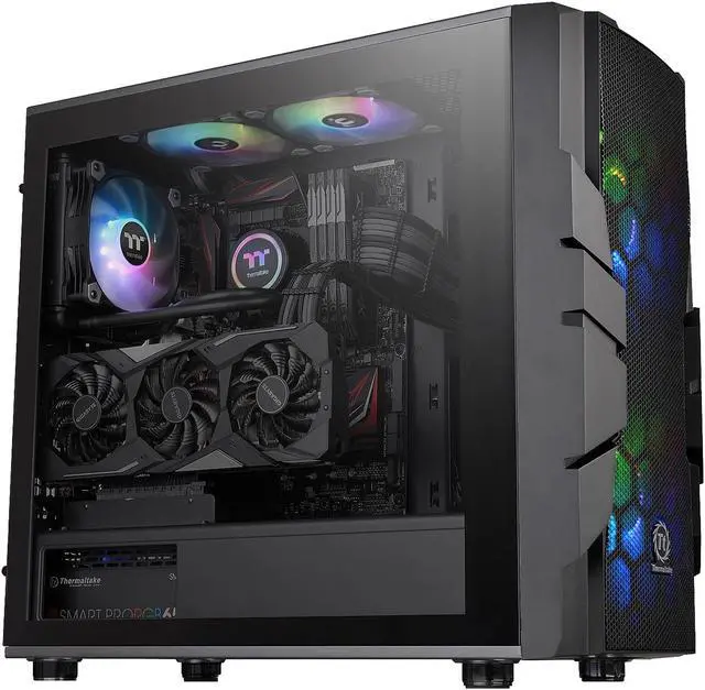Alt view image 5 of 20 - Thermaltake Commander C33 Motherboard Sync ARGB ATX Mid Tower Computer Chassis with 2x 200mm ARGB 5V Motherboard Sync RGB Front Fans + 1x 120mm Rear Black Fan Pre-installed CA-1N4-00M1WN-00