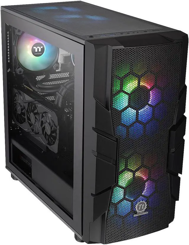 Alt view image 4 of 20 - Thermaltake Commander C33 Motherboard Sync ARGB ATX Mid Tower Computer Chassis with 2x 200mm ARGB 5V Motherboard Sync RGB Front Fans + 1x 120mm Rear Black Fan Pre-installed CA-1N4-00M1WN-00