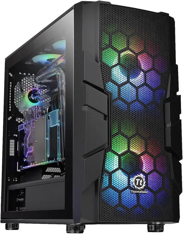 Alt view image 3 of 20 - Thermaltake Commander C33 Motherboard Sync ARGB ATX Mid Tower Computer Chassis with 2x 200mm ARGB 5V Motherboard Sync RGB Front Fans + 1x 120mm Rear Black Fan Pre-installed CA-1N4-00M1WN-00
