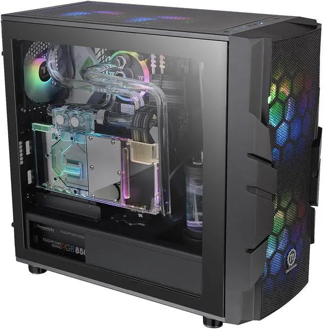 Alt view image 7 of 20 - Thermaltake Commander C33 Motherboard Sync ARGB ATX Mid Tower Computer Chassis with 2x 200mm ARGB 5V Motherboard Sync RGB Front Fans + 1x 120mm Rear Black Fan Pre-installed CA-1N4-00M1WN-00