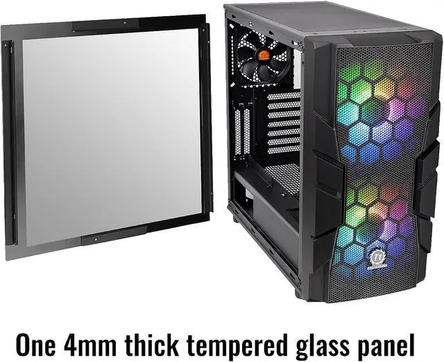 Alt view image 9 of 20 - Thermaltake Commander C33 Motherboard Sync ARGB ATX Mid Tower Computer Chassis with 2x 200mm ARGB 5V Motherboard Sync RGB Front Fans + 1x 120mm Rear Black Fan Pre-installed CA-1N4-00M1WN-00
