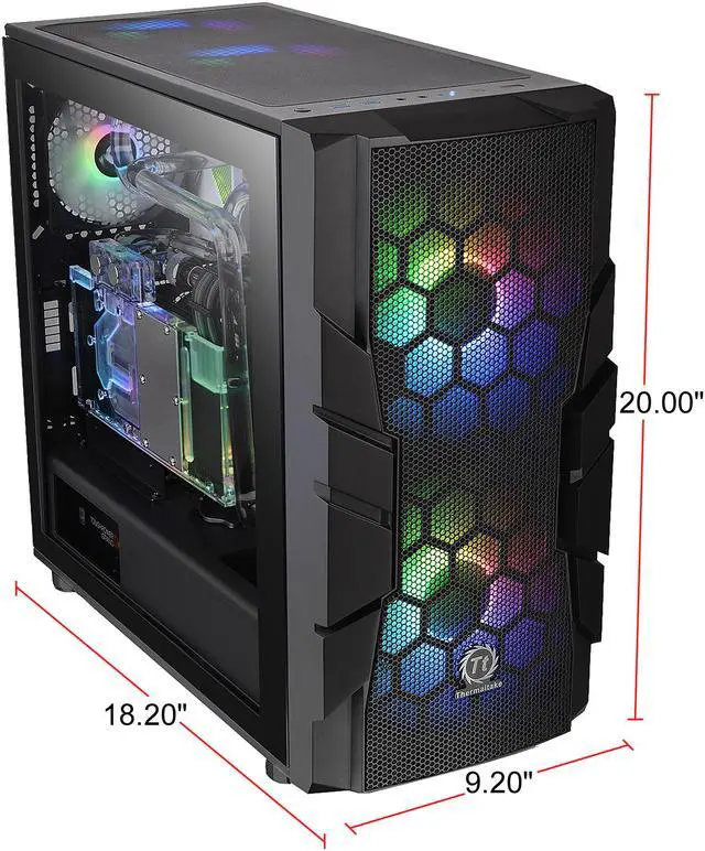 Alt view image 8 of 20 - Thermaltake Commander C33 Motherboard Sync ARGB ATX Mid Tower Computer Chassis with 2x 200mm ARGB 5V Motherboard Sync RGB Front Fans + 1x 120mm Rear Black Fan Pre-installed CA-1N4-00M1WN-00