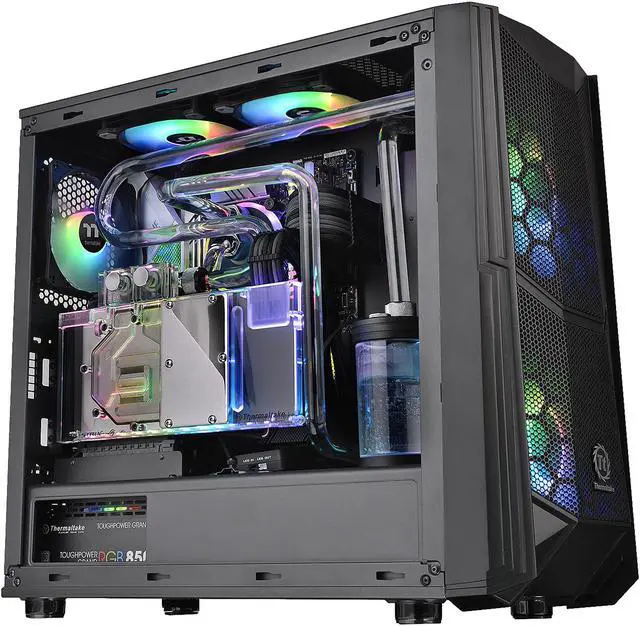 Alt view image 3 of 20 - Thermaltake Commander C35 Motherboard Sync ARGB ATX Mid Tower Computer Chassis with 2x 200mm ARGB 5V Motherboard Sync RGB Front Fans + 1x 120mm Rear Black Fan Pre-installed CA-1N6-00M1WN-00
