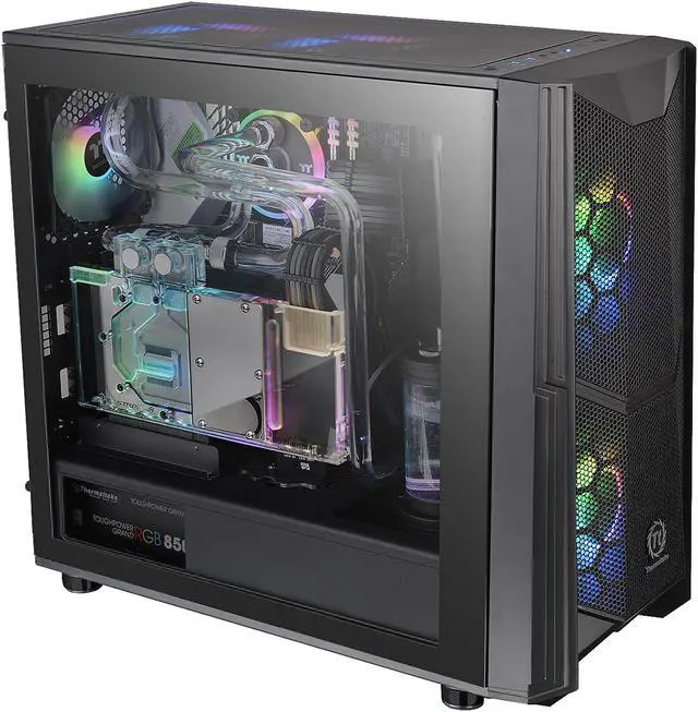 Alt view image 6 of 20 - Thermaltake Commander C35 Motherboard Sync ARGB ATX Mid Tower Computer Chassis with 2x 200mm ARGB 5V Motherboard Sync RGB Front Fans + 1x 120mm Rear Black Fan Pre-installed CA-1N6-00M1WN-00