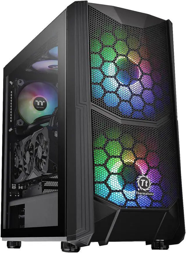 Alt view image 2 of 20 - Thermaltake Commander C35 Motherboard Sync ARGB ATX Mid Tower Computer Chassis with 2x 200mm ARGB 5V Motherboard Sync RGB Front Fans + 1x 120mm Rear Black Fan Pre-installed CA-1N6-00M1WN-00