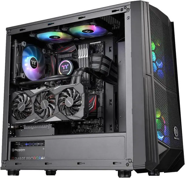 Alt view image 4 of 20 - Thermaltake Commander C35 Motherboard Sync ARGB ATX Mid Tower Computer Chassis with 2x 200mm ARGB 5V Motherboard Sync RGB Front Fans + 1x 120mm Rear Black Fan Pre-installed CA-1N6-00M1WN-00
