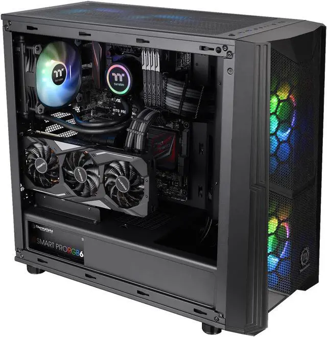 Alt view image 5 of 20 - Thermaltake Commander C35 Motherboard Sync ARGB ATX Mid Tower Computer Chassis with 2x 200mm ARGB 5V Motherboard Sync RGB Front Fans + 1x 120mm Rear Black Fan Pre-installed CA-1N6-00M1WN-00