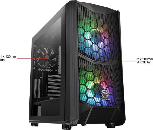 Alt view image 19 of 20 - Thermaltake Commander C35 Motherboard Sync ARGB ATX Mid Tower Computer Chassis with 2x 200mm ARGB 5V Motherboard Sync RGB Front Fans + 1x 120mm Rear Black Fan Pre-installed CA-1N6-00M1WN-00
