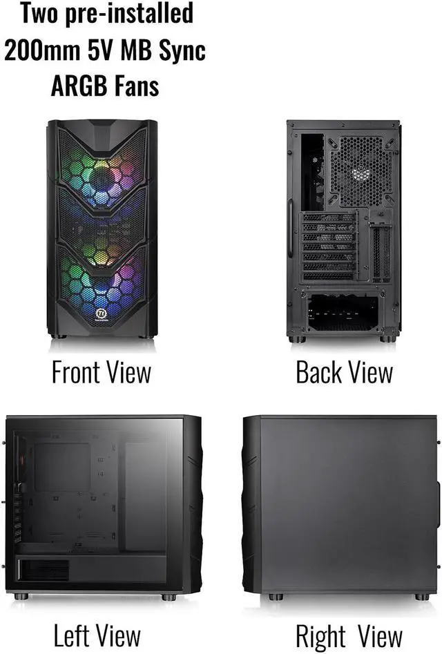 Alt view image 11 of 19 - Thermaltake Commander C36 Motherboard Sync ARGB ATX Mid Tower Computer Chassis with 2x 200mm ARGB 5V Motherboard Sync RGB Front Fans + 1x 120mm Rear Black Fan Pre-installed CA-1N7-00M1WN-00
