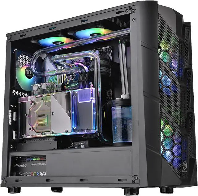 Alt view image 4 of 19 - Thermaltake Commander C36 Motherboard Sync ARGB ATX Mid Tower Computer Chassis with 2x 200mm ARGB 5V Motherboard Sync RGB Front Fans + 1x 120mm Rear Black Fan Pre-installed CA-1N7-00M1WN-00