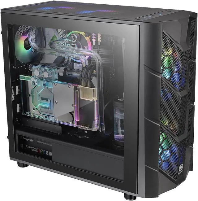 Alt view image 3 of 19 - Thermaltake Commander C36 Motherboard Sync ARGB ATX Mid Tower Computer Chassis with 2x 200mm ARGB 5V Motherboard Sync RGB Front Fans + 1x 120mm Rear Black Fan Pre-installed CA-1N7-00M1WN-00