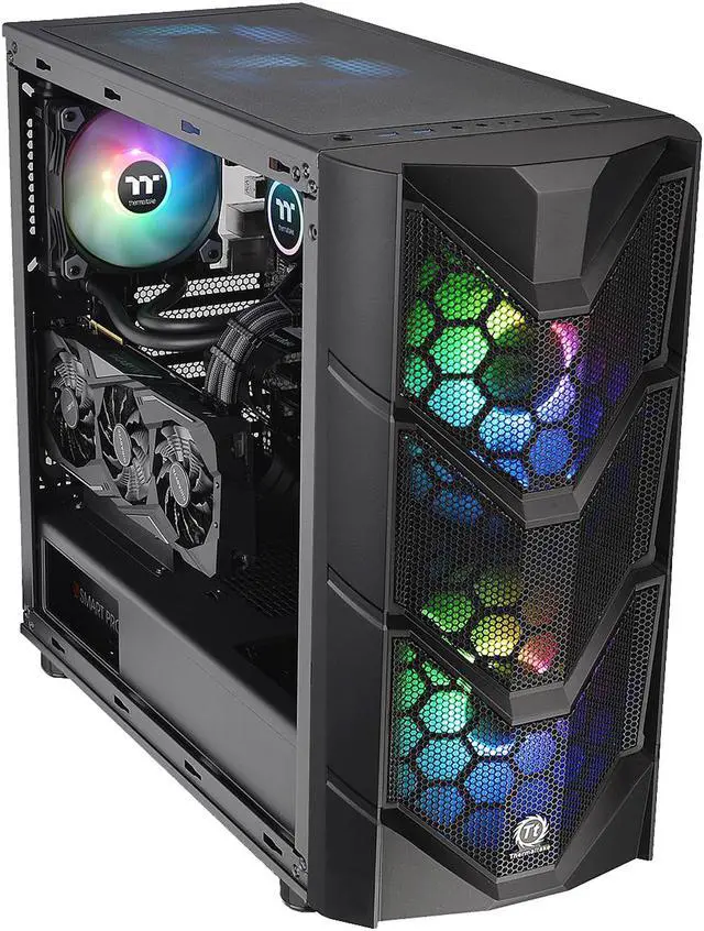 Alt view image 2 of 19 - Thermaltake Commander C36 Motherboard Sync ARGB ATX Mid Tower Computer Chassis with 2x 200mm ARGB 5V Motherboard Sync RGB Front Fans + 1x 120mm Rear Black Fan Pre-installed CA-1N7-00M1WN-00