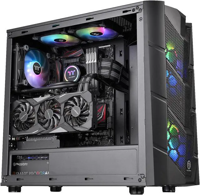 Alt view image 5 of 19 - Thermaltake Commander C36 Motherboard Sync ARGB ATX Mid Tower Computer Chassis with 2x 200mm ARGB 5V Motherboard Sync RGB Front Fans + 1x 120mm Rear Black Fan Pre-installed CA-1N7-00M1WN-00