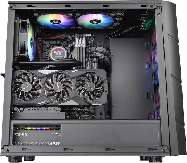 Alt view image 6 of 19 - Thermaltake Commander C36 Motherboard Sync ARGB ATX Mid Tower Computer Chassis with 2x 200mm ARGB 5V Motherboard Sync RGB Front Fans + 1x 120mm Rear Black Fan Pre-installed CA-1N7-00M1WN-00