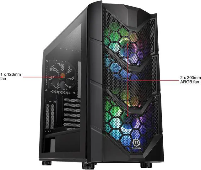 Alt view image 19 of 19 - Thermaltake Commander C36 Motherboard Sync ARGB ATX Mid Tower Computer Chassis with 2x 200mm ARGB 5V Motherboard Sync RGB Front Fans + 1x 120mm Rear Black Fan Pre-installed CA-1N7-00M1WN-00