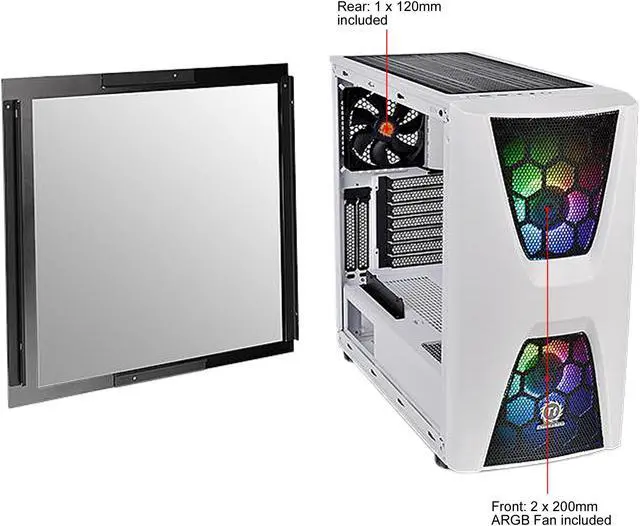 Alt view image 12 of 12 - Thermaltake Commander C34 TG Snow ARGB CA-1N5-00M6WN-00 White SPCC / Tempered Glass ATX Mid Tower Computer Case