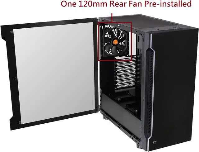 Alt view image 13 of 16 - Thermaltake H200 Tempered Glass RGB Light Strip ATX Mid Tower Case with One 120mm Rear Fan Pre-installed CA-1M3-00M1WN-03