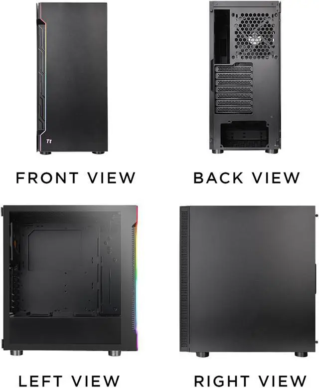 Alt view image 15 of 16 - Thermaltake H200 Tempered Glass RGB Light Strip ATX Mid Tower Case with One 120mm Rear Fan Pre-installed CA-1M3-00M1WN-03
